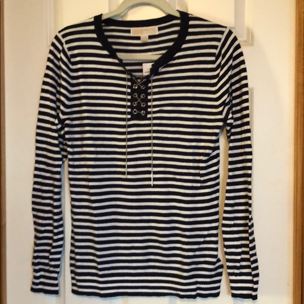 MICHAEL Michael Kors Blue and White Sweater
